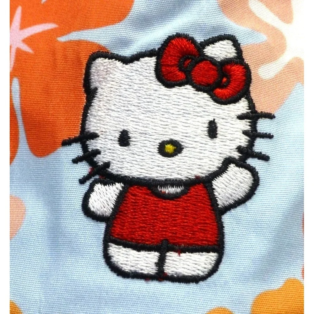Hello Kitty Floral Mesh Trucker Hat Adjustable Snapback Light Blue & Orange